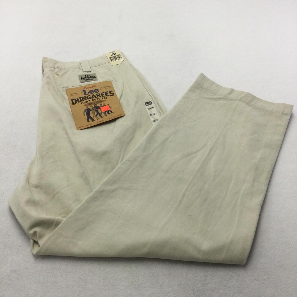 Lee Dungarees Cant Bust Em Pants Mens 36x30 Beige Relaxed Fit Canvas Workwear